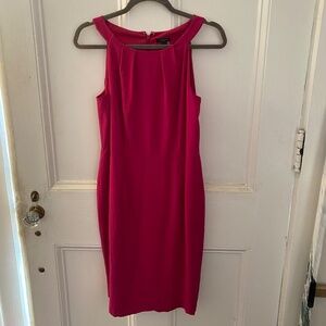 Ann Taylor Pink Aline Knee Length Office Dress - 46%Silk - BoatHigh Neck -Size 6